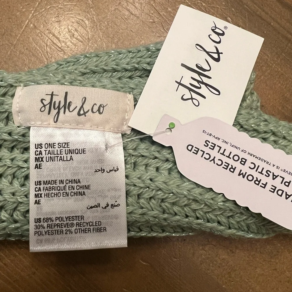 Style & Co Women's One Size Solid Green Shine Ribbed 72